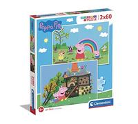 Clementoni - 21622 - Supercolor Puzzle - Peppa Pig - 2x60 Pieces, Jigsaw Puzzle For Kids Age 4, Puzzle Cartoon, Made In Italy
