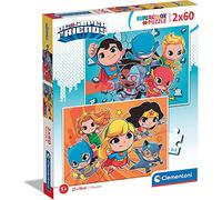Clementoni - 21624 - Supercolor Puzzle - Dc Comics Superfriends - 2x60 Pieces, Jigsaw Puzzle For Kids Age 4, Puzzle Cartoon, Made In Italy
