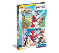 Clementoni - 21625 - Supercolor Puzzle - Marvel Spidey And His Amazing Friends - 2x60 Pieces (2 puzzles included), Jigsaw Puzzle For Kids Age 4, Puzzle Cartoon, Made In Italy