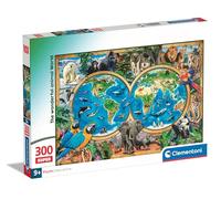 Clementoni 21723 Jigsaw Wonderful Animal World 300 Pieces-Supercolor Children 9-11 Years, Cartoon, Gift for Boy/Girls, Puzzle for Kids, Made in Italy, Multicolor