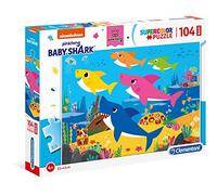 Clementoni 23751, Baby Shark Supercolor Puzzle for Children - 104 Maxi Pieces, Ages 4 Years Plus