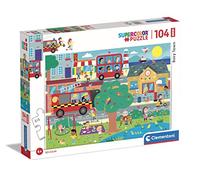 Clementoni - 23766 - Supercolor Puzzle Busy Town - 104 Maxi Pieces - Jigsaw Puzzle For Kids Age 4