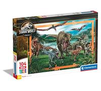 Clementoni - 23770 - Supercolor Puzzle - Jurassic World - 104 Maxi Pieces, Jigsaw Puzzle For Kids Age 4, Puzzle Cartoon, Made In Italy
