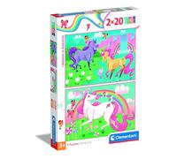 Clementoni - 24754 - Supercolor Unicorn Brilliant - 2 x 20 Pieces Jigsaw Puzzle for children