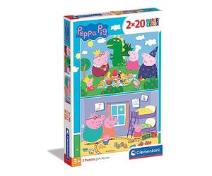 Clementoni 24778, Peppa Pig Supercolor Puzzle for Children - 2 x 20 Pieces, Ages 3 Years Plus