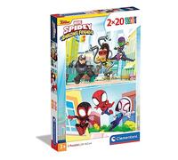 Clementoni 24794 2x20pcs Supercolor Marvel Spidey and His Amazing Friends-2 X 20-Piece Jigsaw Puzzle for Kids Age 3, Multicolor, Medium