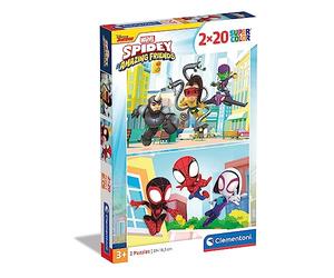Clementoni 24794 2x20pcs Supercolor Marvel Spidey and His Amazing Friends-2 X 20-Piece Jigsaw Puzzle for Kids Age 3, Multicolor, Medium