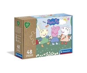 Clementoni - 25269 - Puzzle Play For Future - Peppa Pig - 3 x 48 pieces - jigsaw puzzles for kids age 4-100% Recycled Materials - Made in Italy, cartoon puzzles