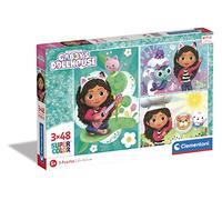 Clementoni 25290 Dollshouse Supercolor Dollhouse-3x48 Included, Jigsaw Kids Age 5, Cartoon, Made in Italy, 3 Puzzle Gabby's 48 Pieces