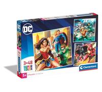 Clementoni - 25296 - Supercolor Puzzle - Dc Comics Justice League - 3x48 Pieces (3 Puzzles Included), Jigsaw Puzzle For Kids Age 5, Puzzle Cartoon, Made In Italy