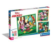 Clementoni - 25298 - Supercolor Puzzle - Disney Mickey And Friends - 3x48 Pieces (3 Puzzles Included), Jigsaw Puzzle For Kids Age 5, Puzzle Cartoon, Made In Italy