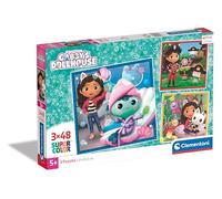 Clementoni - 25300 - Supercolor Puzzle - Gabby's Dollhouse - 3x48 Pieces (3 Puzzles Included), Jigsaw Puzzle For Kids Age 5, Puzzle Cartoon, Made In Italy