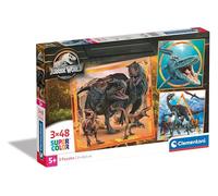 Clementoni 25314 Jurassic World Jigsaw 3 48 Pieces-Supercolor Children 5-7 Years, Realistic, Dinosaurs, Animals, Gift for Boy/Girls, Puzzle for Kids, Made in Italy, Multicolor