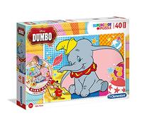 Clementoni 25461, Dumbo Floor Puzzle for Children - 40 Pieces (100 cm x 70 cm), Ages 3 Years Plus