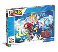 Clementoni - 27267 - Supercolor Puzzle - Sonic - 104 Pieces, Jigsaw Puzzle For Kids Age 6, Puzzle Cartoon, Made In Italy