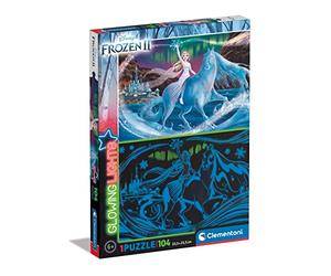Clementoni - 27548 - Glowing Lights Collection - Disney Frozen 2, puzzle glow in the dark - 104 Pieces - jigsaw puzzles for kids age 6 - Made in Italy, cartoon puzzles