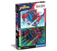 Clementoni - 27555 - Glowing Lights Collection - Marvel Spiderman, puzzle glow in the dark - 104 Pieces - jigsaw puzzles for kids age 6 - Made in Italy, cartoon puzzles