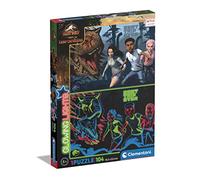 Clementoni - 27557 - Glowing Lights Collection - Jurassic World Camp Cretaceous, puzzle glow in the dark - 104 Pieces - jigsaw puzzles for kids age 6, Netflix series puzzle - Made in Italy
