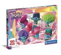 Clementoni - 29069 - Supercolor Puzzle - Trolls 3-180 Pieces, Jigsaw Puzzle For Kids Age 7, Puzzle Cartoon, Made In Italy