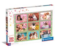 Clementoni Jigsaw Puzzle Puppies Collage 180 Pieces - Supercolor Puzzle For Children 7-9 Years, Cartoon, Realistic, Animals, Gift For Boy/Girls, Puzzle For Kids, Made In Italy, 29788