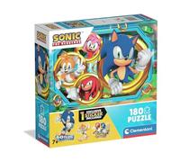 Clementoni - 29796 Children's Puzzle 180 Pieces Supercolor, for Children 7+ Years, Illustration with Sonic Cartoon Characters, with Sticker Included, Gift Idea, Made in Italy, 48.5 x 33.5 cm, 29796