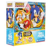 Clementoni - 29796 Children's Puzzle 180 Pieces Supercolor, for Children 7+ Years, Illustration with Sonic Cartoon Characters, with Sticker Included, Gift Idea, Made in Italy, 48.5 x 33.5 cm, 29796