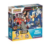 Clementoni - 29797 Children's Puzzle 180 Pieces Supercolor, for Children 7+ Years, Illustration with Sonic Cartoon Characters, with Sticker Included, Gift Idea, Made in Italy, 48.5 x 33.5 cm, 29797