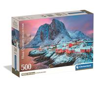 Clementoni -35587-Puzzel 500 HQC HAMNOY Dorp Compacte Doos