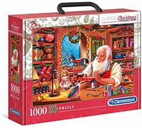 Clementoni - 39584 - Christmas Collection - Santa Works - Adult Puzzle 1000 Piece Suitcase, Christmas Puzzle - Made in Italy, Adult Puzzle Clementoni