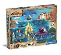 Clementoni Jigsaw Puzzle 39664 Disney Maps Little Mermaid - 1000 Pieces, Multicolor, Made in Italy