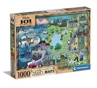Clementoni 39665 Disney Maps 101 Dalmatians 1000 Pieces, Made in Italy, Jigsaw Puzzle for Adults, Multicolor, Medium