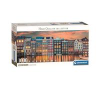 Clementoni - 39897 Jigsaw Puzzle 1000 Pieces for Adults and Teenagers, Collection, Bright Amsterdam Theme, with Poster Included, Compact Box, Gift Idea for Men and Women, Made in Italy, 98 x 33 cm
