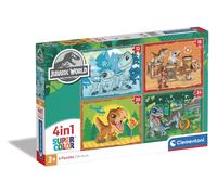 Clementoni - 21521-4 In 1 Supercolor Puzzle - Jurassic World - 12+16+20+24 Pieces, Jigsaw Puzzle For Kids Age 3, Cartoon, Made In Italy