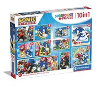 Clementoni 80508 Sonic Supercolor 10 in 1-10 Different Images (3 18 30, 2 with 48 One with 60 Tiles), Multicolour, Children Puzzle Age 4