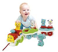 Clementoni Animali-3 Talking, Interactive and Trainable, Electric Toy Train, 1 Year Child Play (Italian Version) -Made in Italy, Multicoloured, 17740