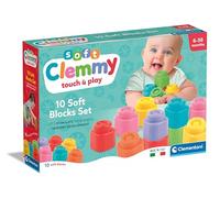 Clementoni Baby Blocks - Clemmy 10 Soft Building Blocks Set - Soft Building Blocks, Clemmy Blocks Kids 6 Months, Bricks Washable, Construction Set, Development & Activity Toy, Made In Italy, 17988