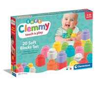 Clementoni Baby Blocks - Clemmy 20 Soft Building Blocks Set - Soft Building Blocks, Clemmy Blocks for Kids 6 Months, Bricks Washable, Construction Set, Development & Activity Toy, Made In Italy, 17989