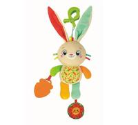 Clementoni Baby Easy-Peasy Soft Bunny Travel Plush Toy for Kids 0+ Months, Rustling Rattle with Crunchy Pendant, Pushchair and Car Clip, Machine Washable, 17622