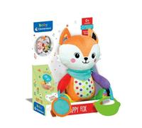 Clementoni Baby Easy-Peasy Soft Fox Travel Plush Toy for Children 0+ Months, Rustling Rattle with Biting Pendant, Pliers for Prams and Car, Machine Washable, 17623