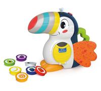 Clementoni Baby Giuliano Il Tucano Activity Centre for Children from 12 Months, 2 Game Modes for Learning Words and Colours, with 7 Fruit Chips, Night Light, Italian Language, 17956