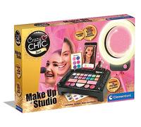 Clementoni- Crazy Chic Make-Up Studio: Illuminated Make-Up Set with Washable Cosmetics & Professional Brushes for Kids (6+ Years )
