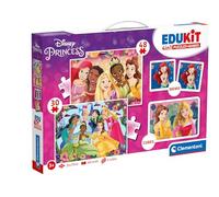 Clementoni Educational Game Edukit 4 in 1 Disney Princess (Jigsaw Children Puzzle 30 Pieces and 48 Pieces, 6 Cubes, 1 Memo), Game For Children 3-5 Years, Gift For Boy/Girl, Made In Italy, 18297