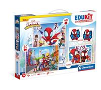 Clementoni Educational Game Edukit 4 in 1 Marvel Spidey And His Amazing Friends (Jigsaw Puzzle 30 Pieces and 48 Pieces, 6 Cubes, 1 Memo), Game For Children 3-5 Years, Made In Italy, 18295