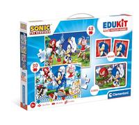 Clementoni Educational Game Edukit 4 in 1 Sonic (Jigsaw Children Puzzle 30 Pieces and 48 Pieces, 6 Cubes, 1 Memo), Game For Children 3-5 Years, Gift For Boy/Girl, Cartoon, Made In Italy, 18318