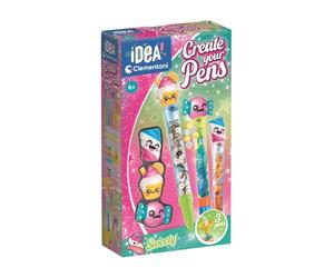 Clementoni Idea - Create Your Pens Sweety, Creative Kit for Children 6+ Years, 3 Customizable Pens with Decoration, Arts and Crafts, 18394