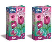 Clementoni IDEA Small Flowers Tulips, Create Your Flower kit, Gift Set, 18878 (Pack of 2)