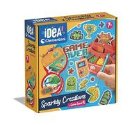 Clementoni - Idea-Sparkly Creations-Game Icons Painting, Diamond Art, Art Kit, Gem Laboratory, Creative Play Children 7 Years, Multilingual Color, 18774