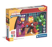 Clementoni Iron Man and His Awesome Friends 60 Pieces Super Color Puzzle for Kids Age 4+, Made in Italy, More Challenging Screen Free Play, Problem Solving and Confidence, Gift for Marvel Fans