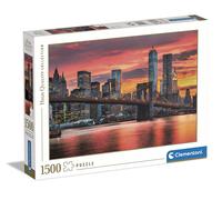 Clementoni- Italia Puzzle Adulto 1500 Piezas East River al anochecer, Nueva York