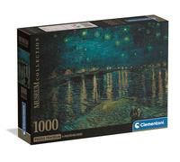 Clementoni - Van Gogh 1000 Piece Art Jigsaw Puzzle for Adults and Children, Museum Collection, Starry Night Theme on the Rhône, Poster Included, Compact Box, Gift Idea Made in Italy, 70 x 50 cm, 37095